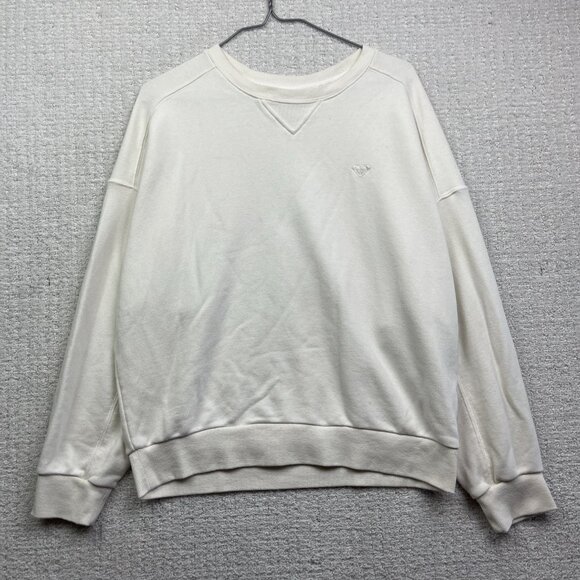Roxy Pullover Sweatshirt Y2K Off-White Women Sz S Embroidered Surf Skate Read - Picture 1 of 16